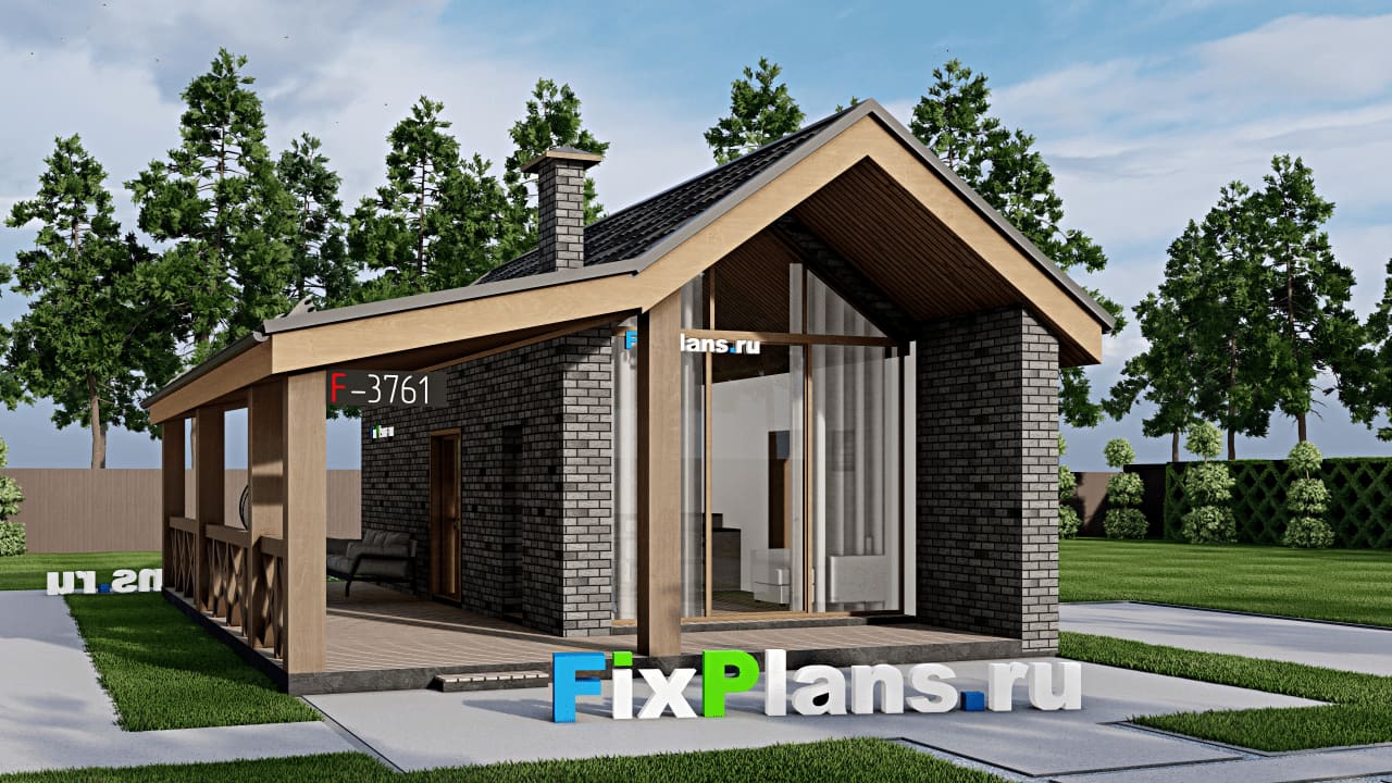 Одноэтажный дом F-3761 — фасад